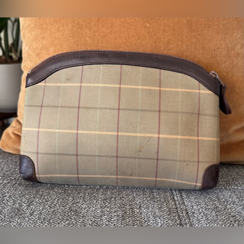 Burberry Brown Leather & Tan Plaid Cosmetic Clutch & HOBO Lauren Clutch-Wallet - Picture 5 of 15